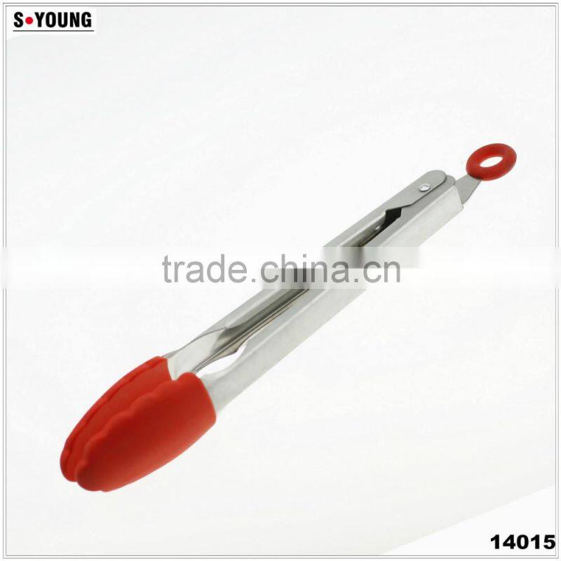 14015 Barbecue Grill Tongs Silicone Kitchen Serving Locking Food Tong