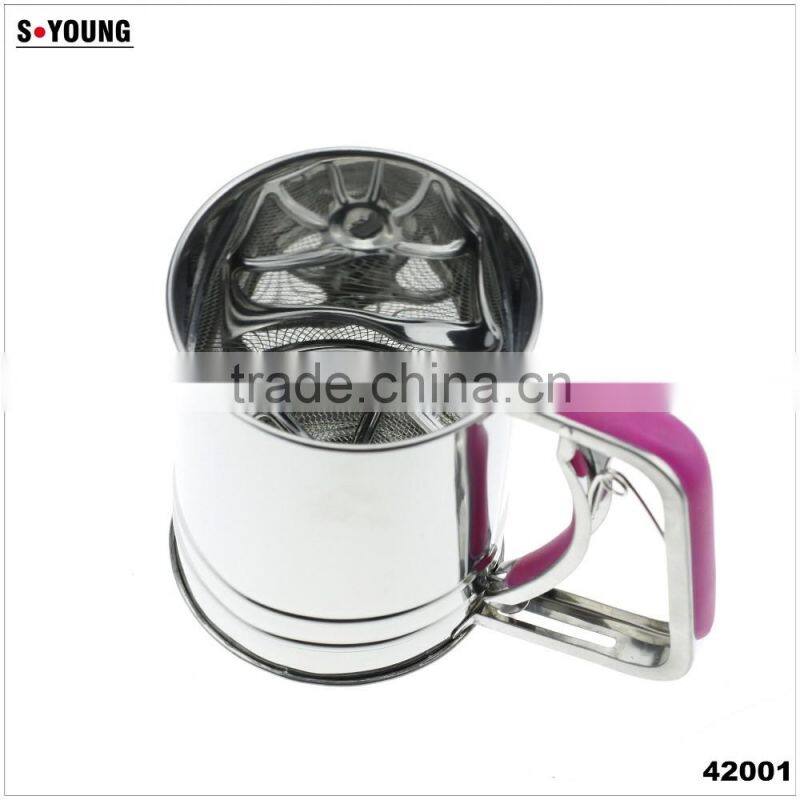 42001hand operated stainless steel kitchen flour sifter/strainer