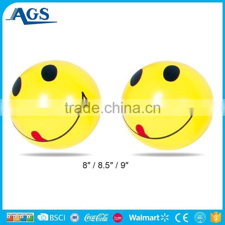 Yellow smiling face lovely pvc ball with custom logo