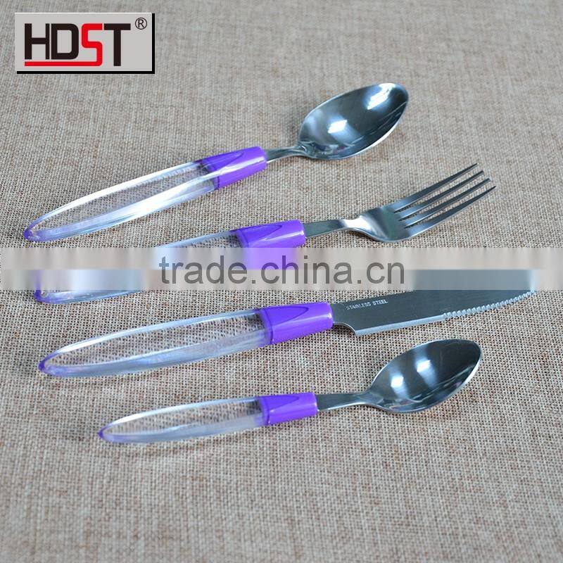 promotional hot selling Vibrant color plastic handle low price flatware for dinner