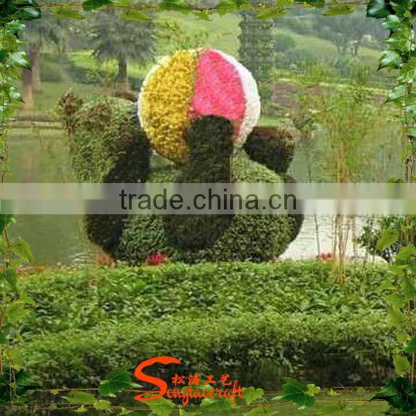 Wholesale garden decorative aritificial Panda topiary large artificial green carton topiary