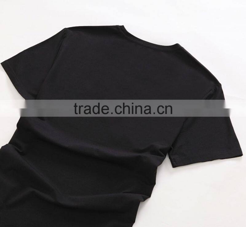 custom factory black printing plain men cotton t shirt