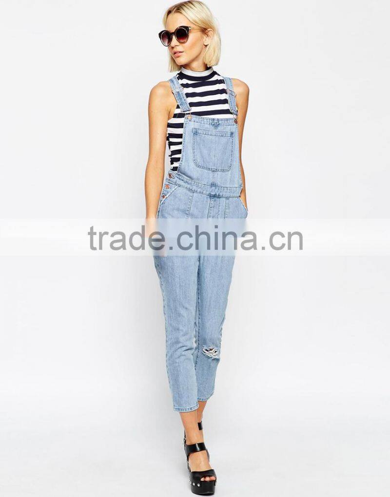 2015 fashionable hot sale OEM customized Denim women elegant overalls