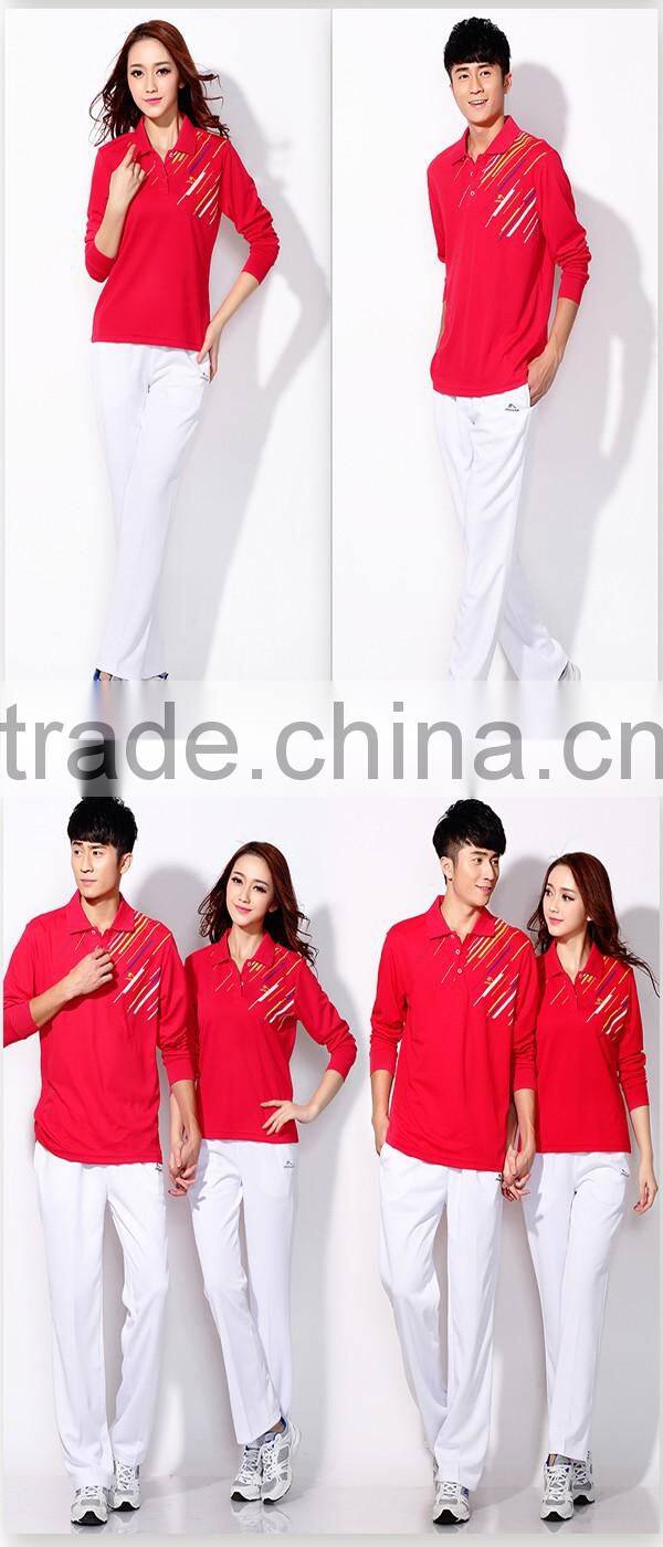New design long sleeve dri fit polo shirt china factory couple printing polo shirt