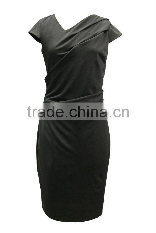 lady graceful/gorgeous dress, v-neck cap sleeve asymmetric design slim fitting back zipper long evening dress