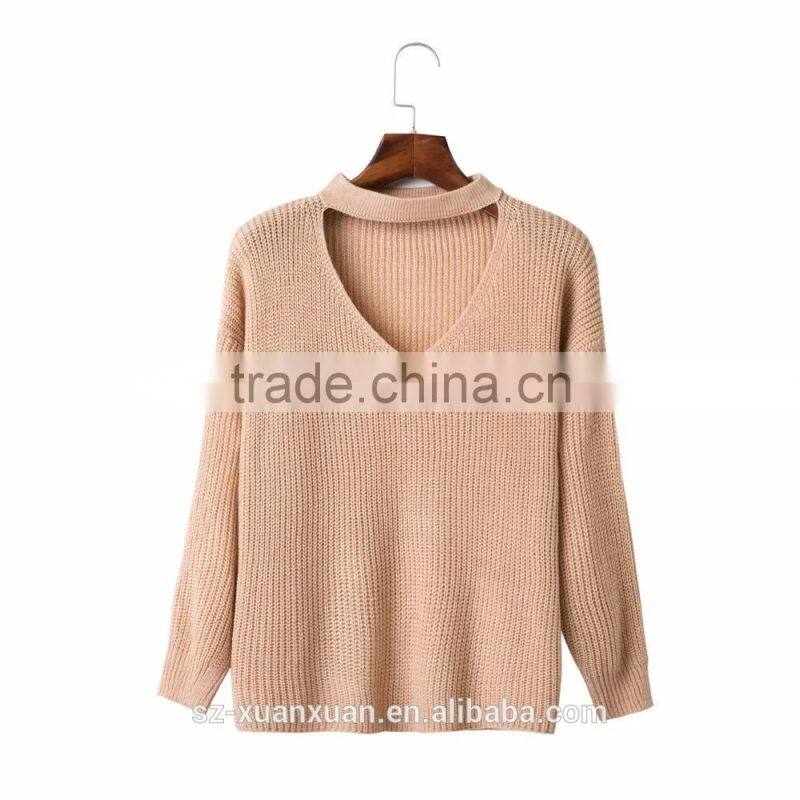 Wholesale winter V-neck women's turtleneck sweater 2016