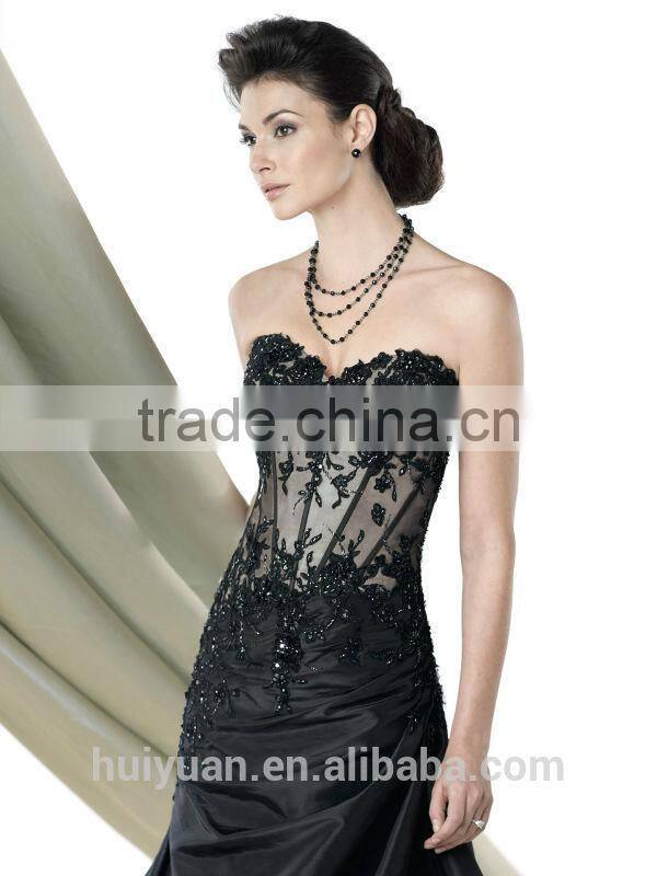 black satin beaded long sleeved evening gowns