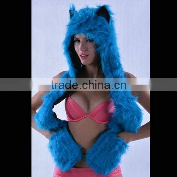 Fashionable new products faux fur shark foam animal hood hat