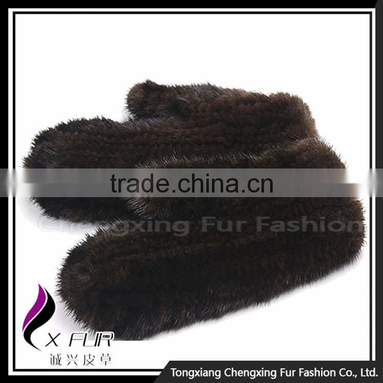 CX-A-60P Hand Knitted Winter Warm Genuine Mink Fur Gloves