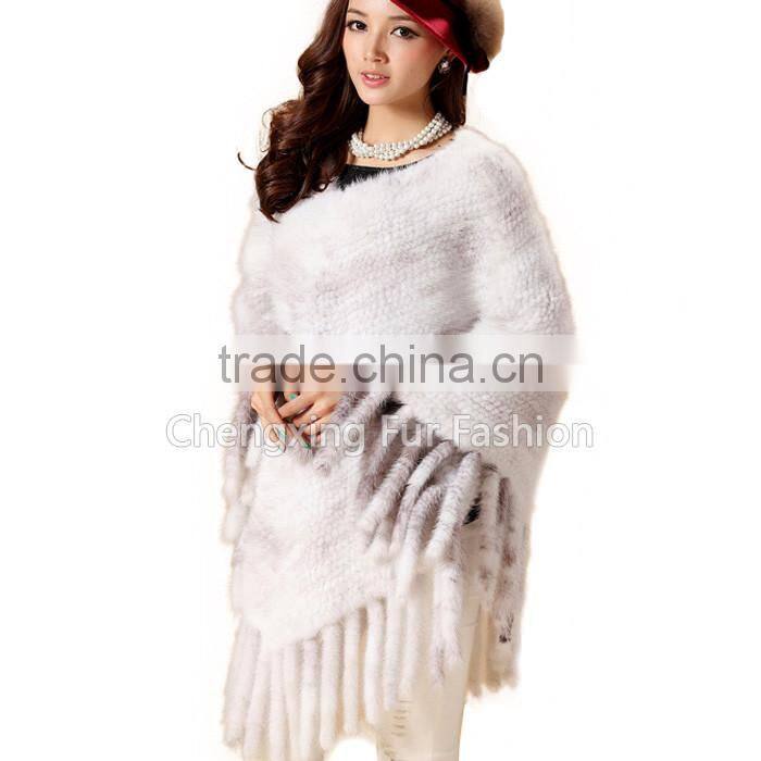 CX-B-M-10E Large Knit Mink Pullover Shawl