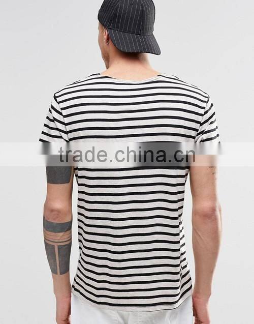 Cheap high quality striped men crew neck t-shirt manufacturers in China