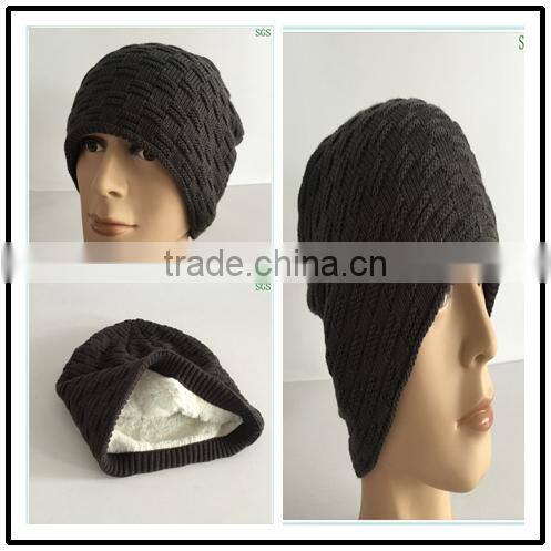 2016 new fashion winter warm soft double layer knitted ladies hats majored factory