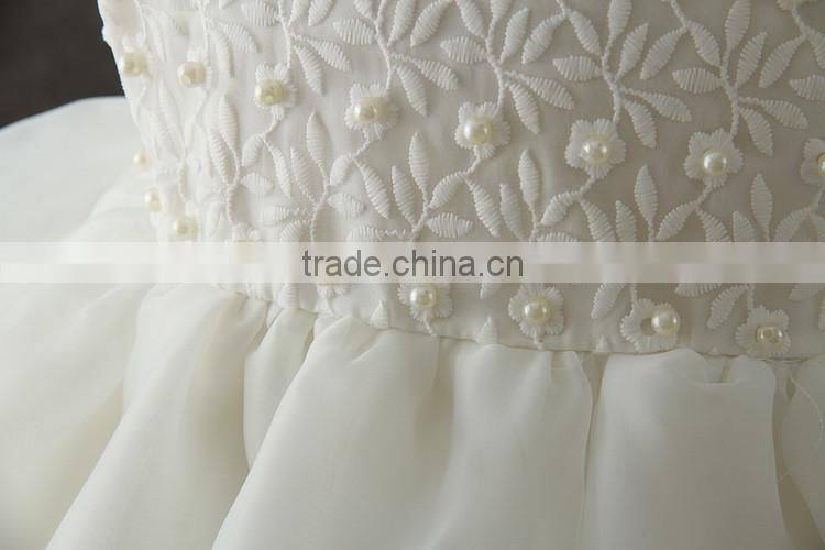 2017 New born baby clothes white first Communion dress Embroidery Flower baby cotton frocks designs 1 year baby girl dresses Hat