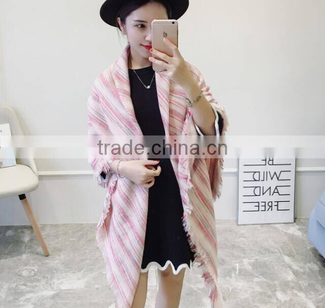 2017 latest design stripes square scarf sleeves ladies fashion shawl