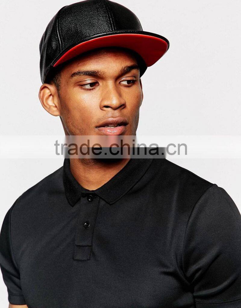 guangzhou hat manufacturer custom 6 panel fitted black blank leather chinese hat