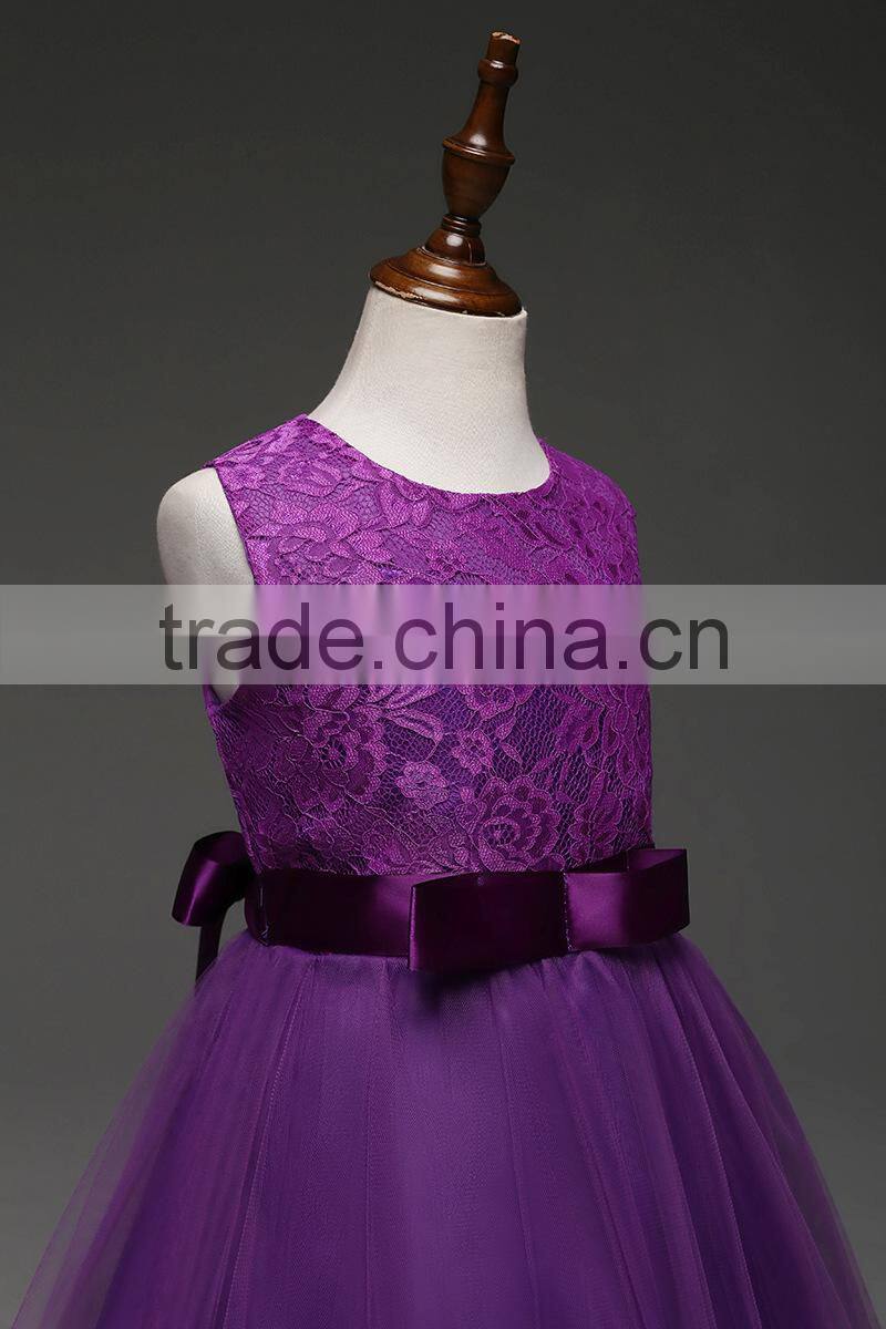 Children girl sleeveless dress embroidered princess lace alibaba wedding dress