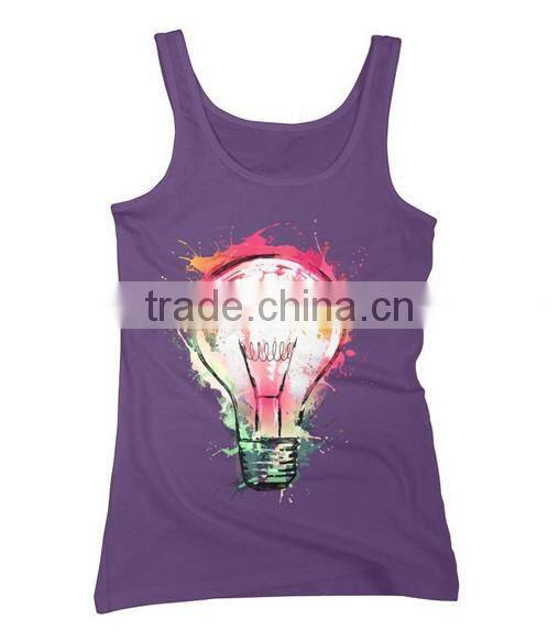 Alibaba china custom 100 cotton muscle printed tank top wholesale
