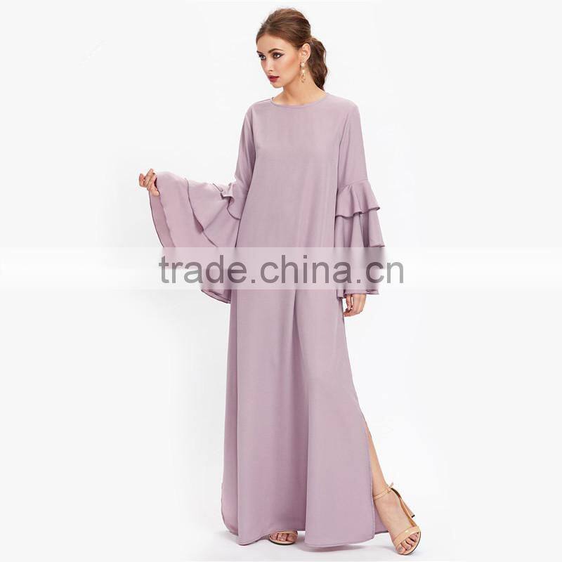 Layered Flare Sleeve Kaftan Dress High Quality Long Dresses Women Lady