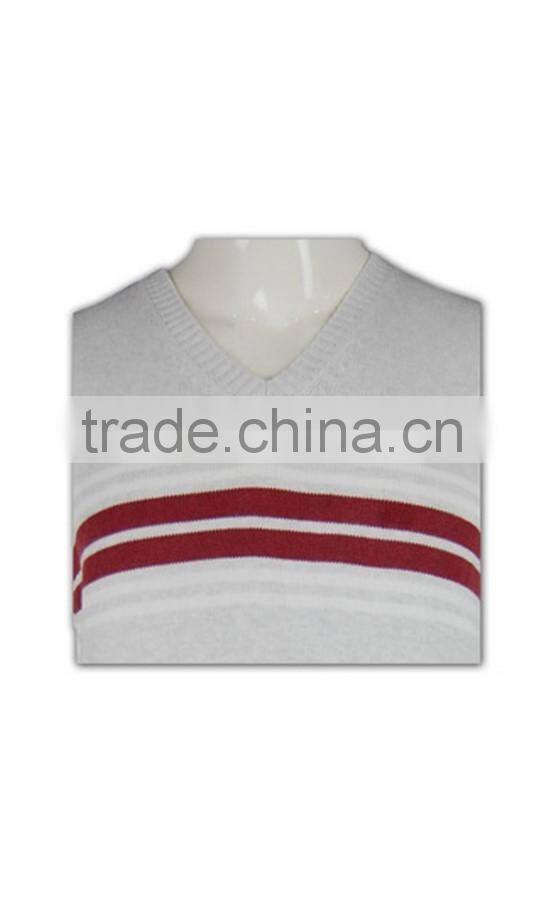 ISO9001/BSCI Manufature high quality light grey stylish striped knitted vest