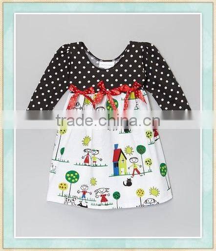 wholesale children's boutique clothing Summer girls dress printing flower fashion clothing