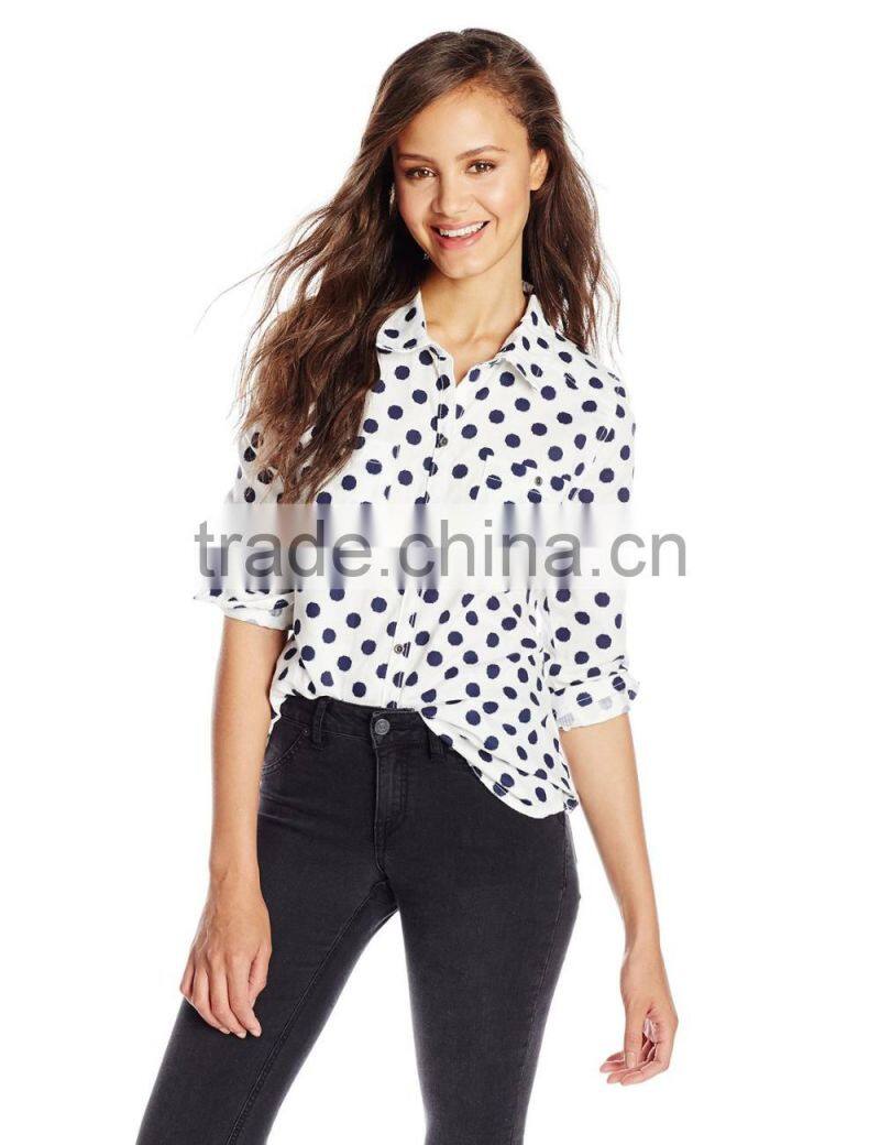 100% cotton long sleeve plaid check shirt/blouse