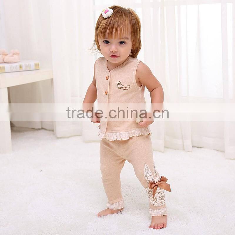 New Spring Baby Vest Natural Colored Cotton Top Unisex Cardigan Kniting Cartoon OEM Service