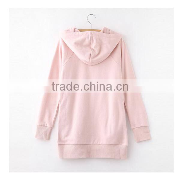 Pink women long sleeve hoodies wholesale