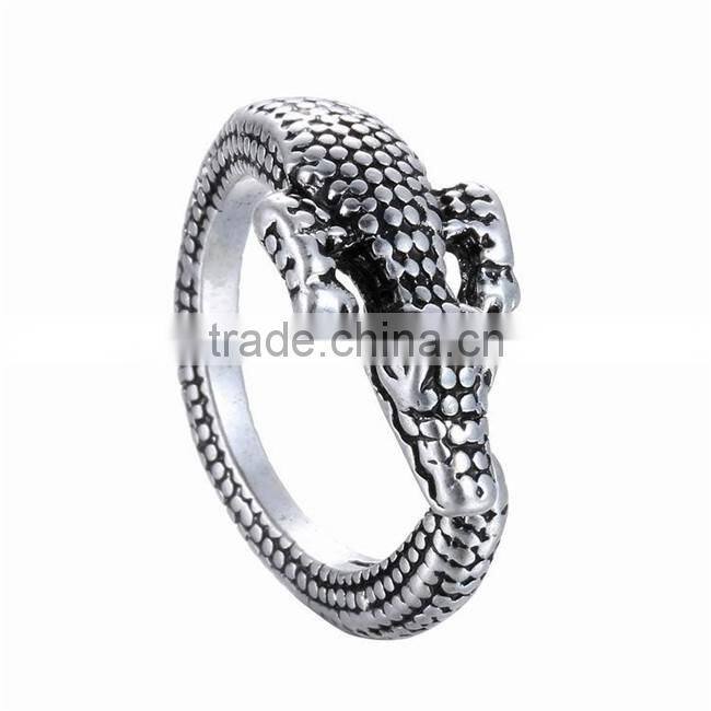 Silver Bronze Plated Crocodile Knuckle Ring Animal Open Mouth Unisex Rings