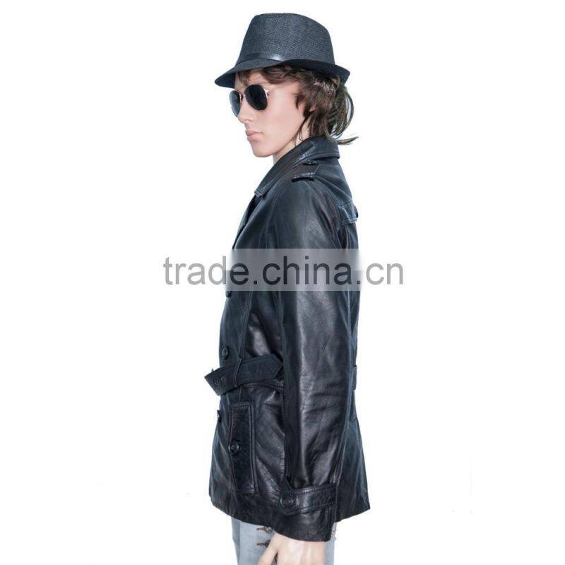 DOUBLE PRESS OFFICER LEATHER COAT SHEEP LEATHER
