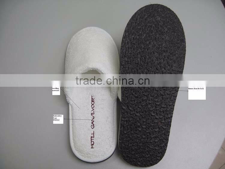 towel slippers custom cotton terry hotel home bathroom white slippers