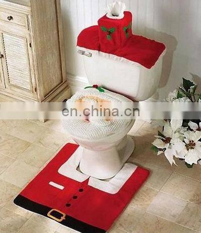 Happy Christmas Santa Toilet Seat Cover and Rug Bathroom 3 Pcs/Set