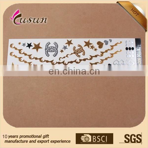 Gold/Silver Body Jewelry Sticker Deco Non-toxic metallic temporary tattoo