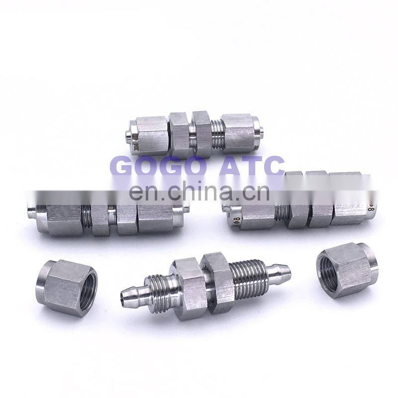 Quick coupler O.D 6 mm PU tube fast twist hose stainless steel 304 straight intermediate bulkhead braided hose fittings