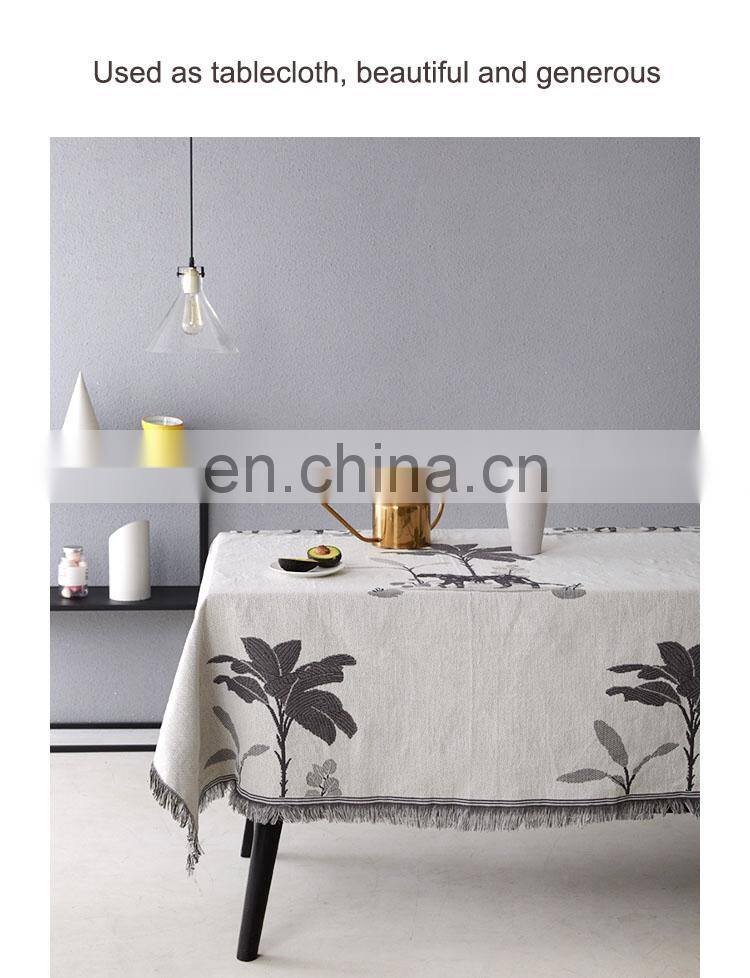RAWHOUSE China wholesale throw blanket Yarn Dyed leopard double side woven throws tassels cover sofa home decor
