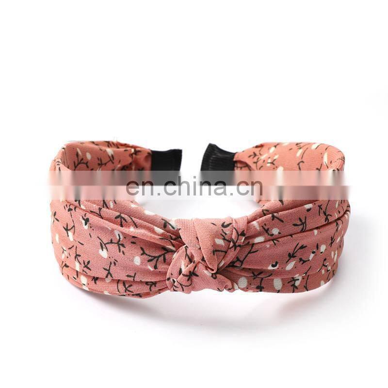 fashion flower printing chiffon headbands sports yoga spa cotton women sweat headbands 4colors