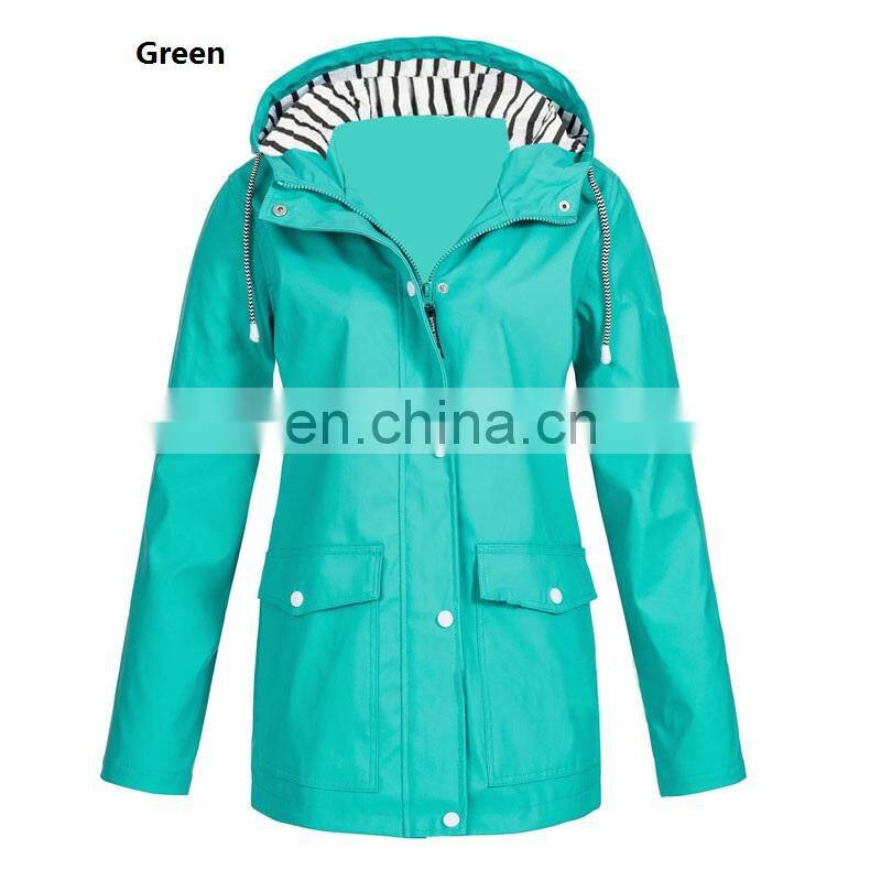 Manufacturer customized brand printing/embroidered women's mid-length loose large size windproof raincoat jacket crop top