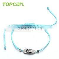 Topearl Jewelry Fashion Logo Hand Made 925 Sterling Silver Beads Turtle Charm Hand-knitted Bracelet With Different Colors 9SB24