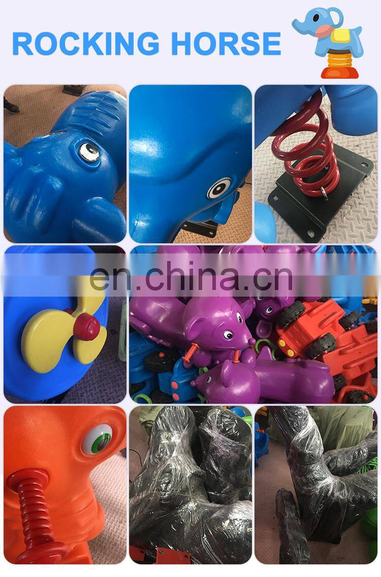 Kids cartoon ride on toy outdoor playground equipment rides orange duck plastic spring rocking horse for sale