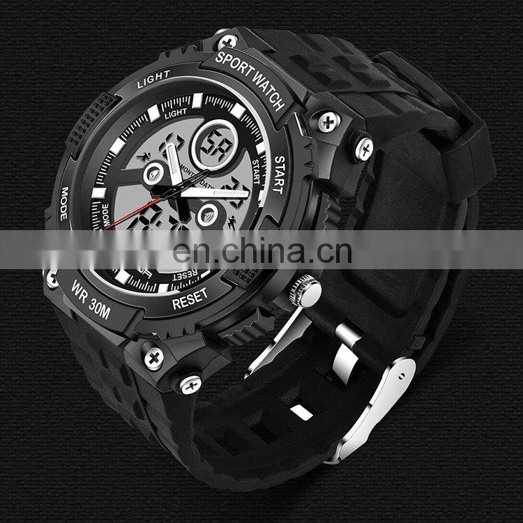 SANDA 709 Digital And Analogue Watch For Man Silicone Strap Stopwatch Luminous Men Sport Watches Original