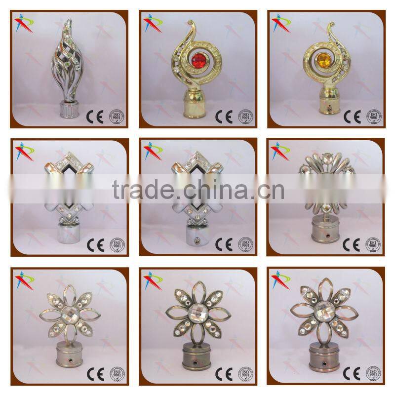 Modern style finial curtain rod set with ellipse shape finial decorative