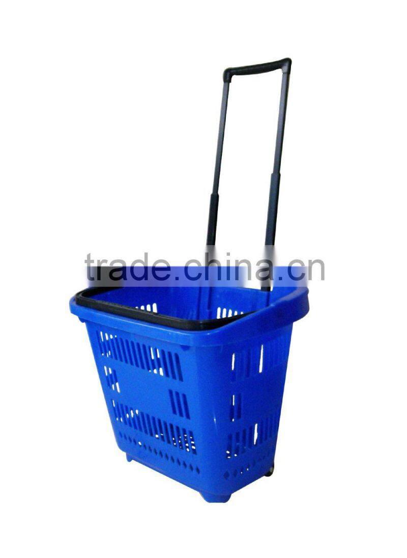laundry plastic shopping basket with wheels