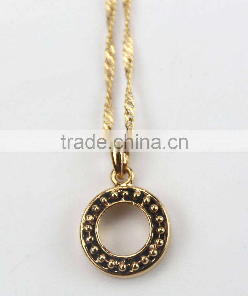 Fashion design simple gold plated wave brass chain ring necklace