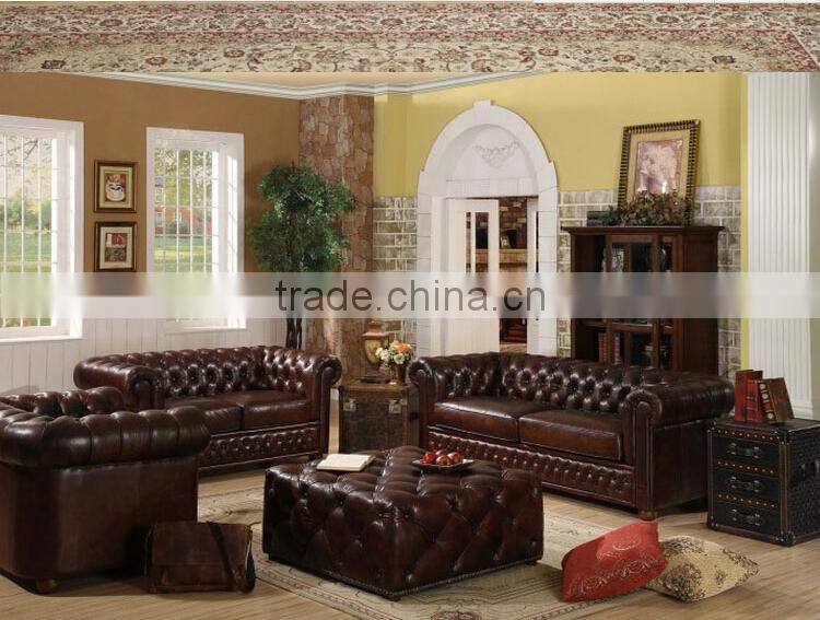 Antique Home Furniture Chesterfield Sofa Set/Home furniture Antique Appearance leather sofa