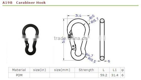 Plastic black carabiner climb keychain hook clips
