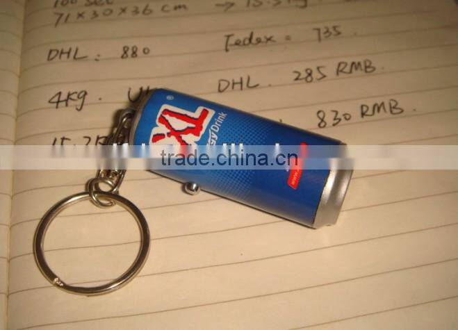 led cna shape flashlight keychain, lesd projector bottle shape keychain for promotional gifts,custom logo keychain for 2015