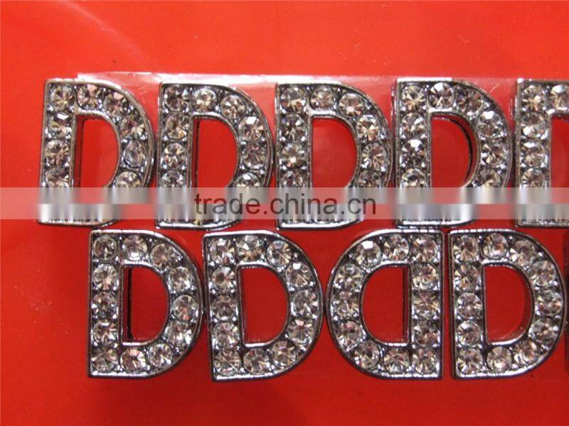 Beautiful 10mm Letters Slide Rhinestone Zinc Alloy Alphabets