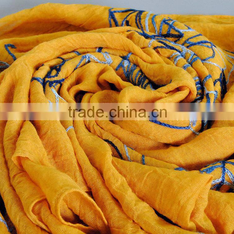 Wholesale Korea Fashion Cotton Embroidery Flower Pashmina Shawl Scarf