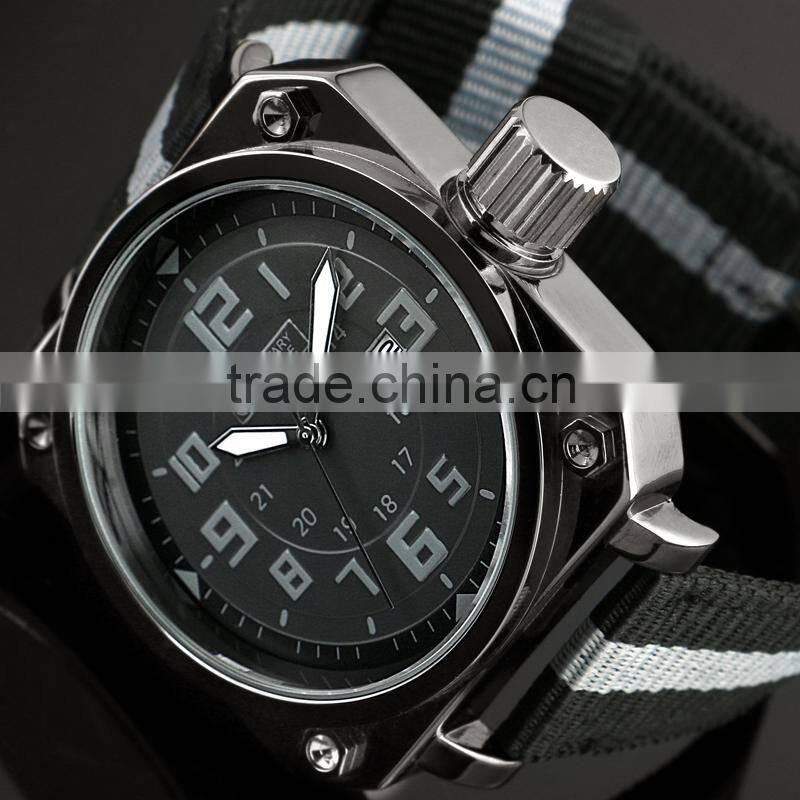 MR074 Mens Military Royal Square Black Nylon Strap Quartz Watch Custom Men Watch