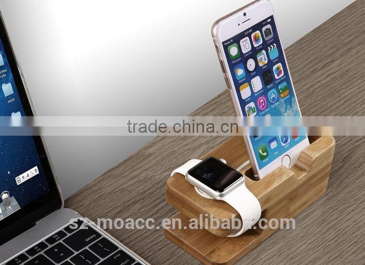 Dual for apple watch wood stand charger,Bamboo adapter for apple watch both 42mm & 38mm sizes of 2015 Watch Models