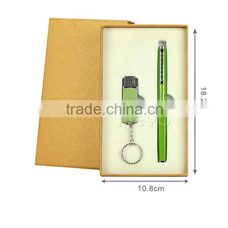 New arrival usb key disk with chain and capped metal touch pen gift set
